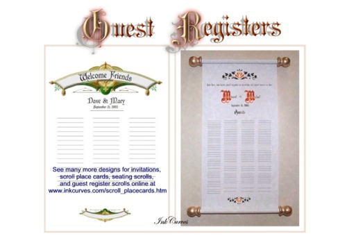 guest register scrolls and reception scrolls