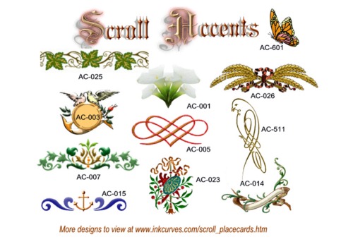 various popular graphics for scroll invitations and wedding invitations